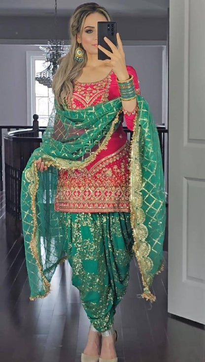 Designer Party Wear Look Top ,Dhoti Salwar and Dupatta single available wholesale