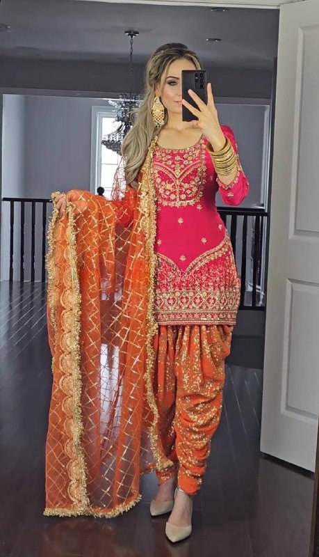 Designer Party Wear Look Top ,Dhoti Salwar and Dupatta single available wholesale