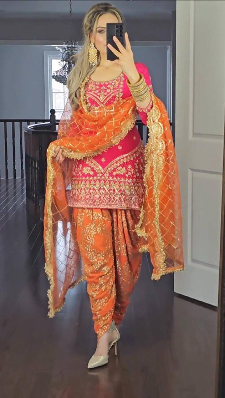 Designer Party Wear Look Top ,Dhoti Salwar and Dupatta single available wholesale