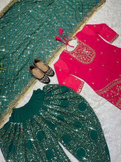 Designer Party Wear Look Top ,Dhoti Salwar and Dupatta single available wholesale