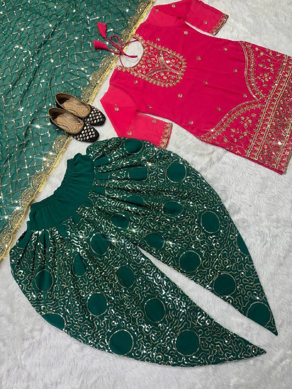 Designer Party Wear Look Top ,Dhoti Salwar and Dupatta single available wholesale