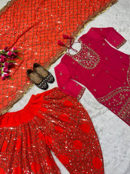 Designer Party Wear Look Top ,Dhoti Salwar and Dupatta single available wholesale
