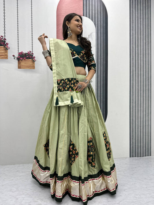 Navratri Special Pure Cotton Lehenga Choli with 6 Meter Big Flair single available wholesale