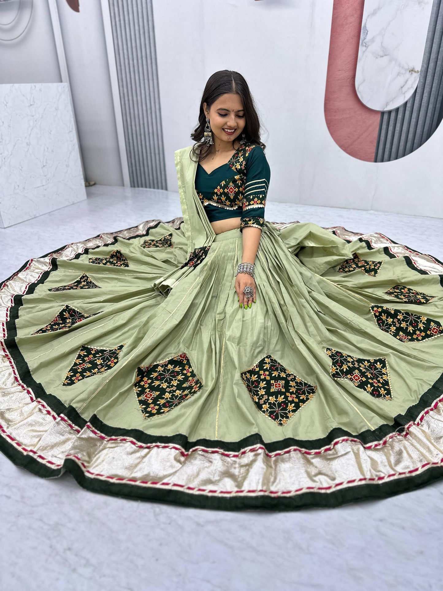 Navratri Special Pure Cotton Lehenga Choli with 6 Meter Big Flair single available wholesale