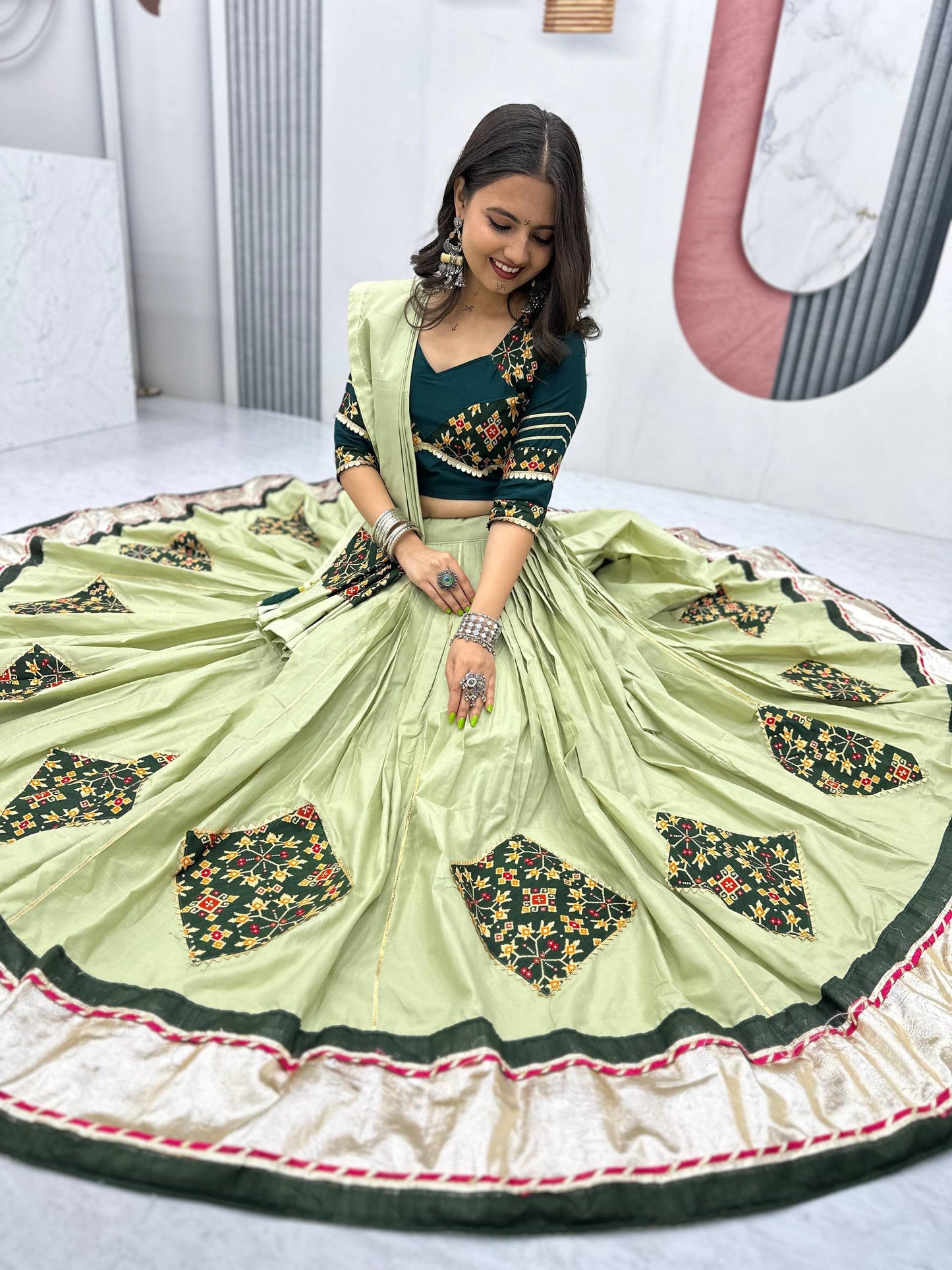 Navratri Special Pure Cotton Lehenga Choli with 6 Meter Big Flair single available wholesale