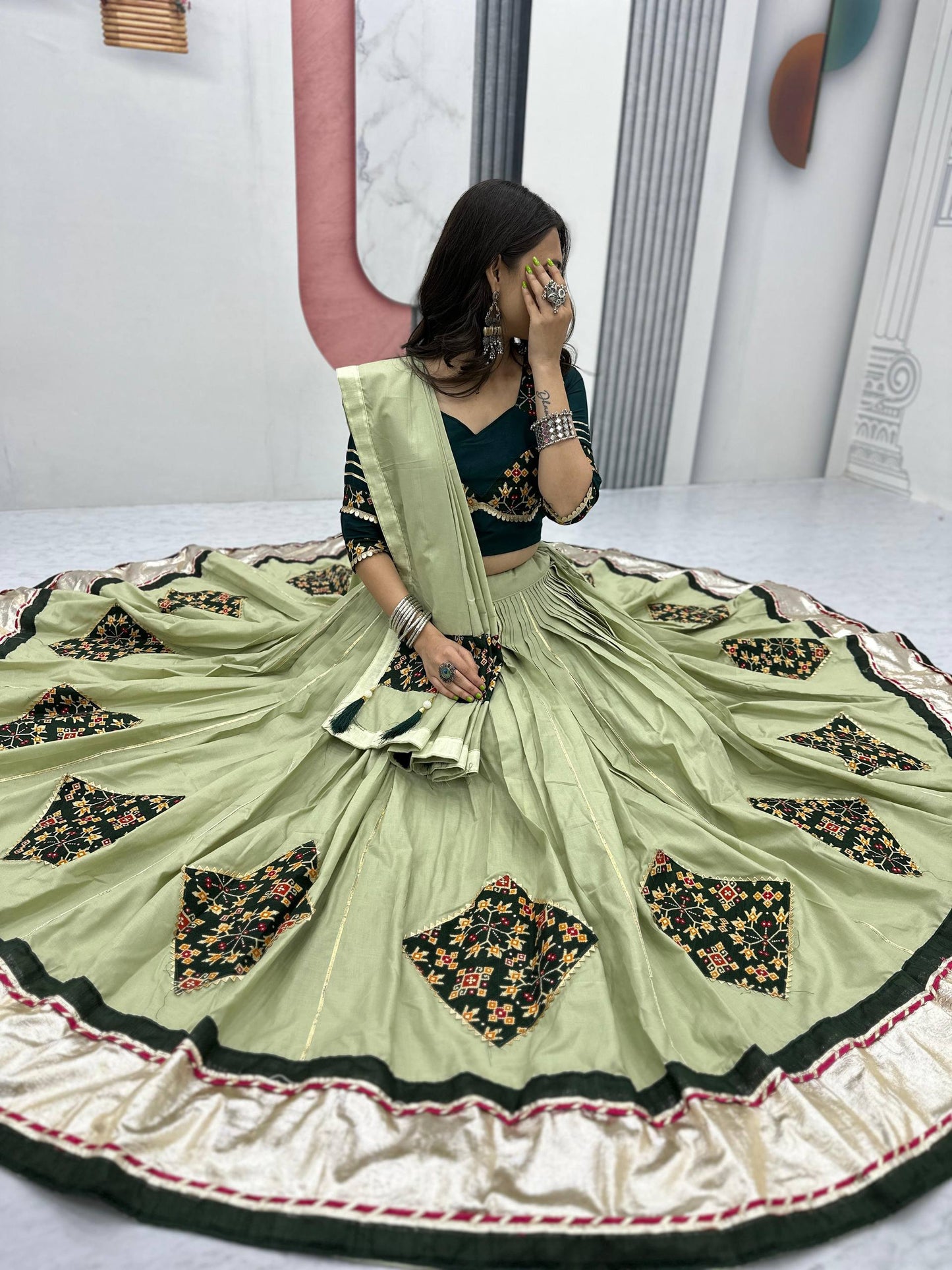 Navratri Special Pure Cotton Lehenga Choli with 6 Meter Big Flair single available wholesale