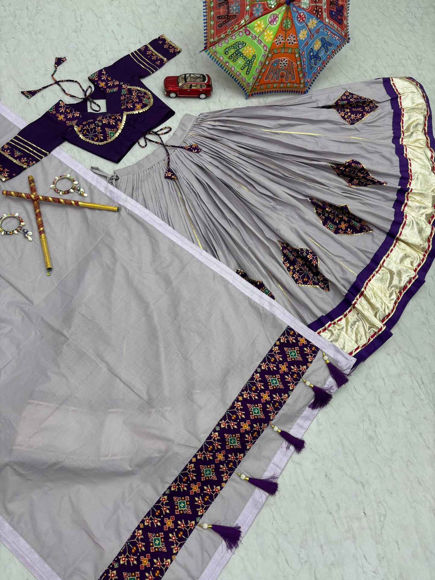 Navratri Special Pure Cotton Lehenga Choli with 6 Meter Big Flair single available wholesale