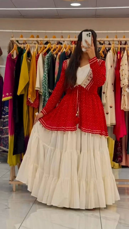 NAVARATRI SEASON OUR EXCLUSIVE GEORGETTE FULL STITCHED LEHENGA CHOLI single available wholesale