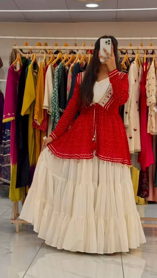 NAVARATRI SEASON OUR EXCLUSIVE GEORGETTE FULL STITCHED LEHENGA CHOLI single available wholesale