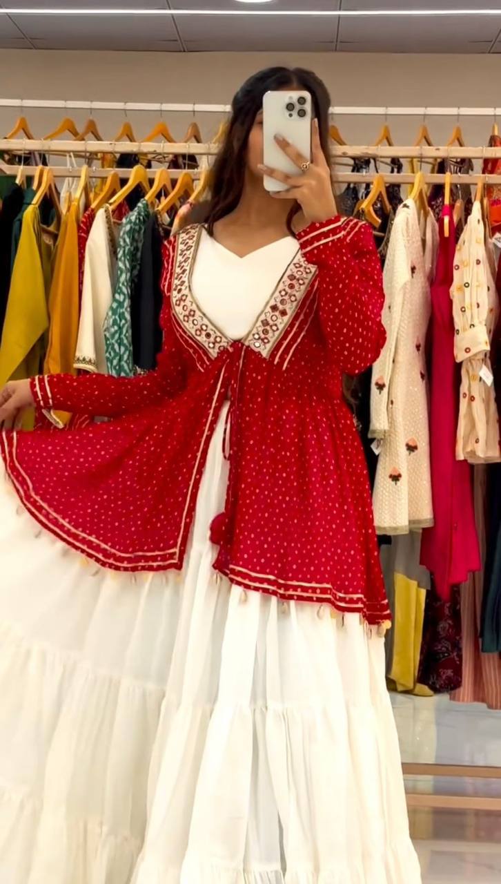 NAVARATRI SEASON OUR EXCLUSIVE GEORGETTE FULL STITCHED LEHENGA CHOLI single available wholesale