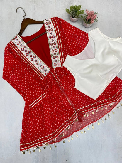 NAVARATRI SEASON OUR EXCLUSIVE GEORGETTE FULL STITCHED LEHENGA CHOLI single available wholesale