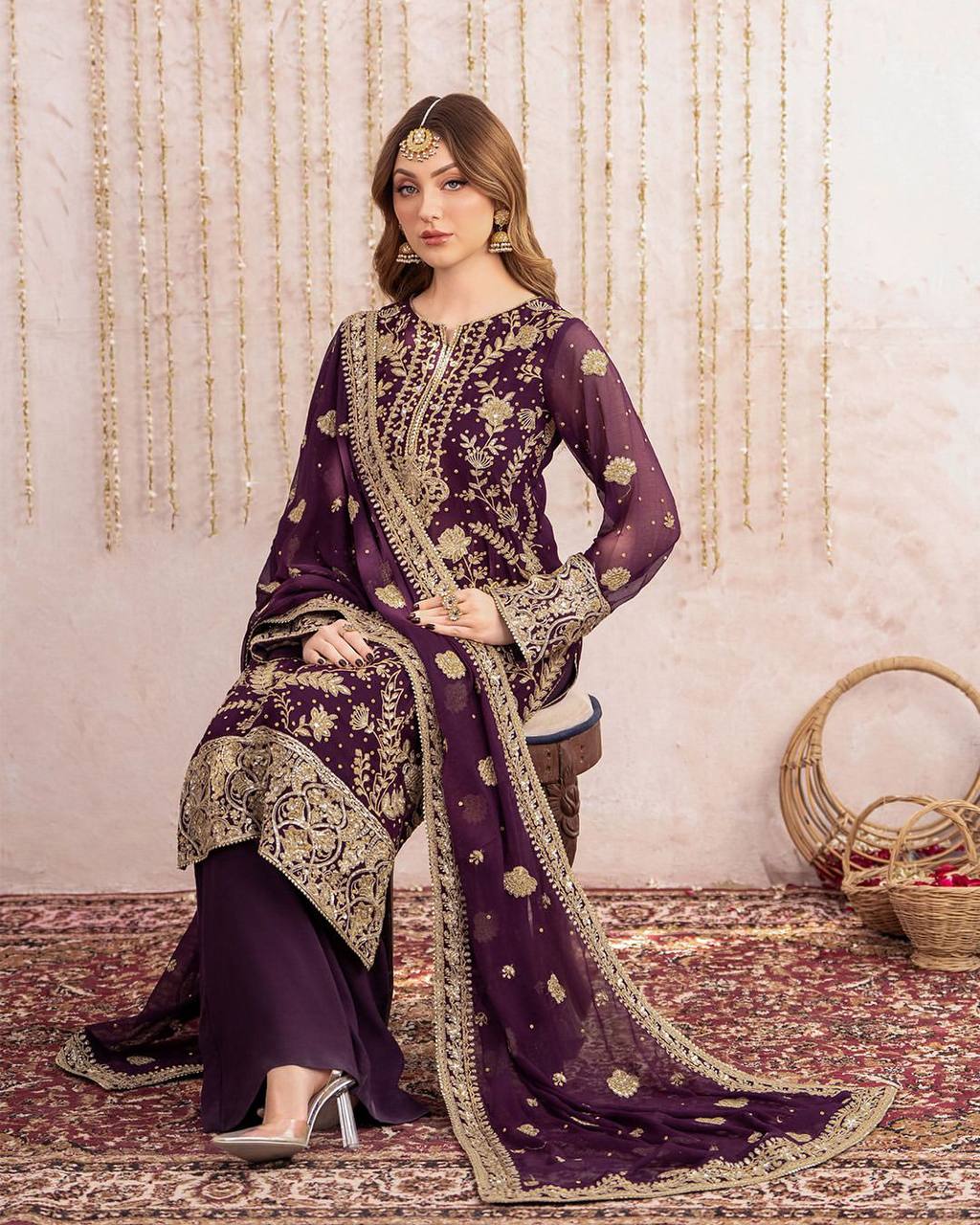TRENDING KURTA PLAZZO AND DUPATTA SET WITH  BEAUTIFUL SEQUENCE EMBROIDERY WORK single available wholesale