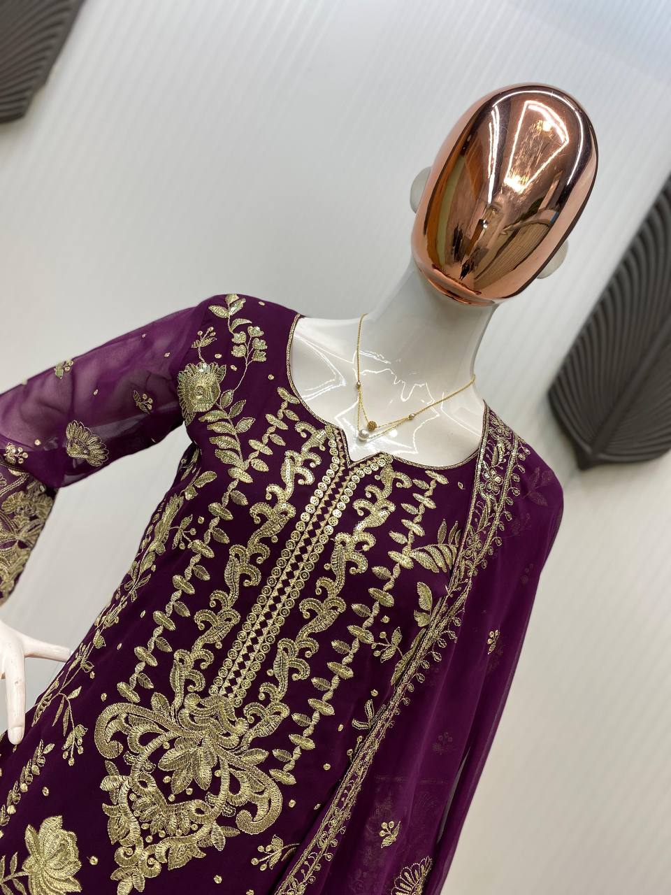 TRENDING KURTA PLAZZO AND DUPATTA SET WITH  BEAUTIFUL SEQUENCE EMBROIDERY WORK single available wholesale