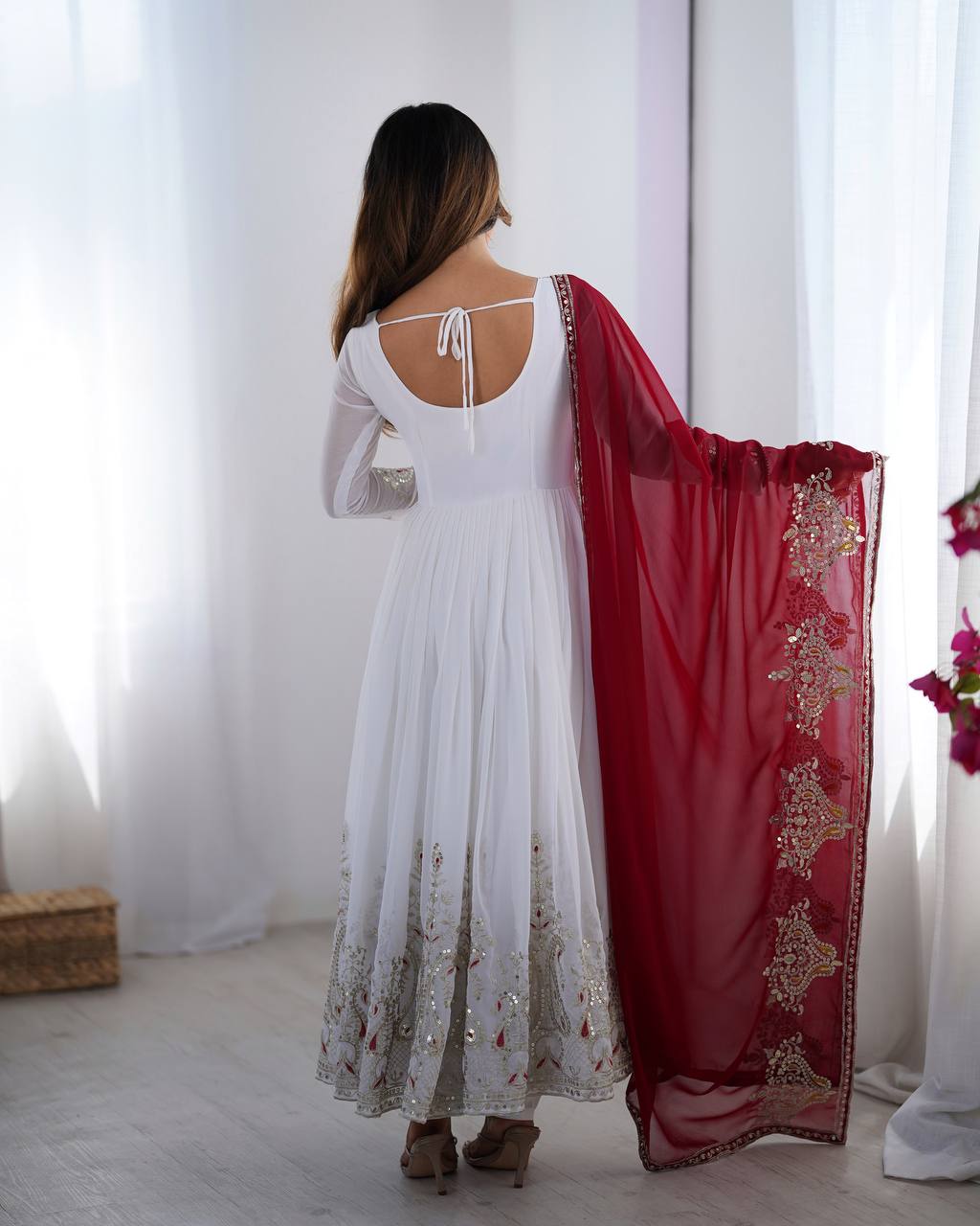 Real Modelling Launching Heavy Designer Party Wear Look Gown-Dupatta in Heavy Multy Thread Embroidery Sequence Work