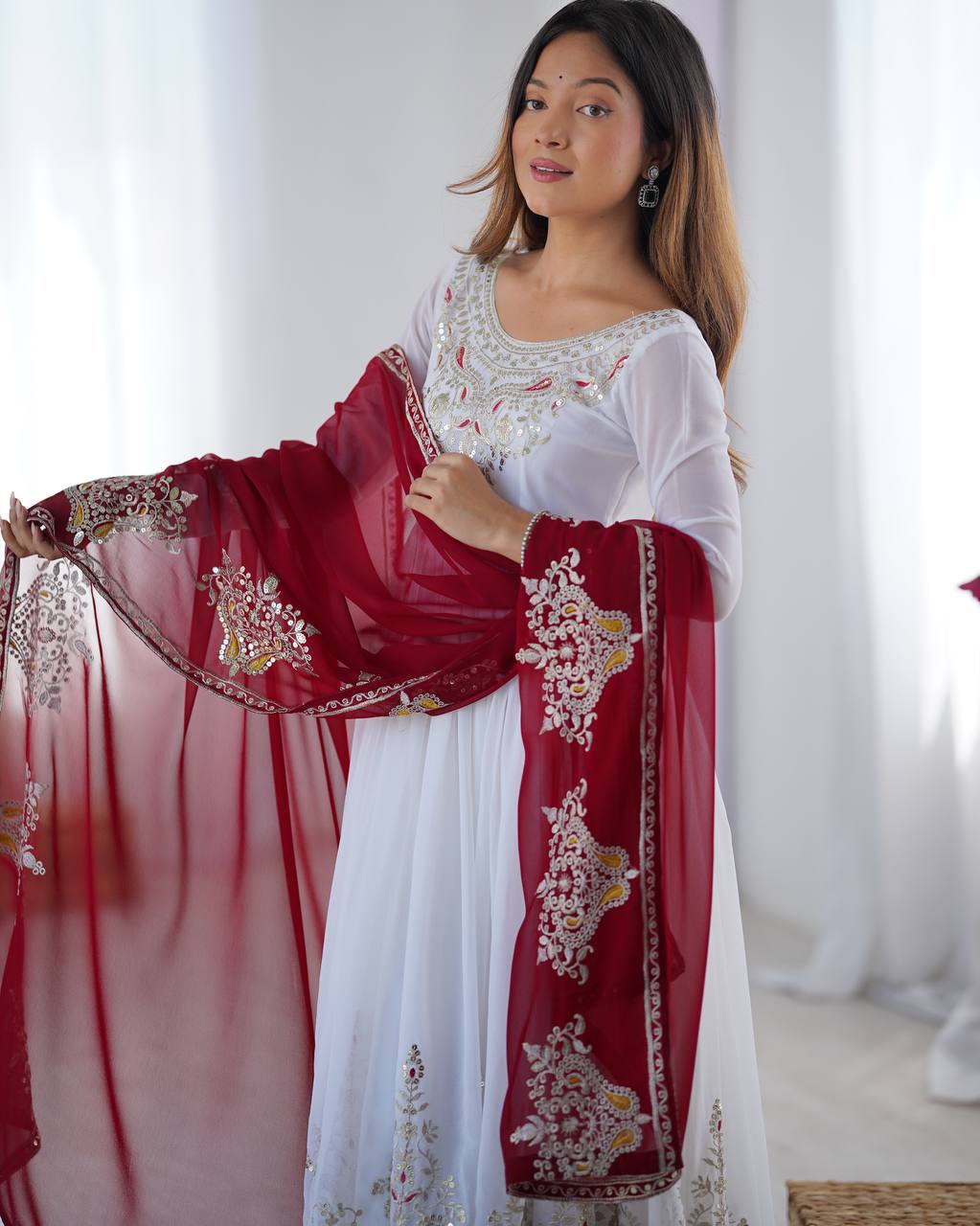 Real Modelling Launching Heavy Designer Party Wear Look Gown-Dupatta in Heavy Multy Thread Embroidery Sequence Work