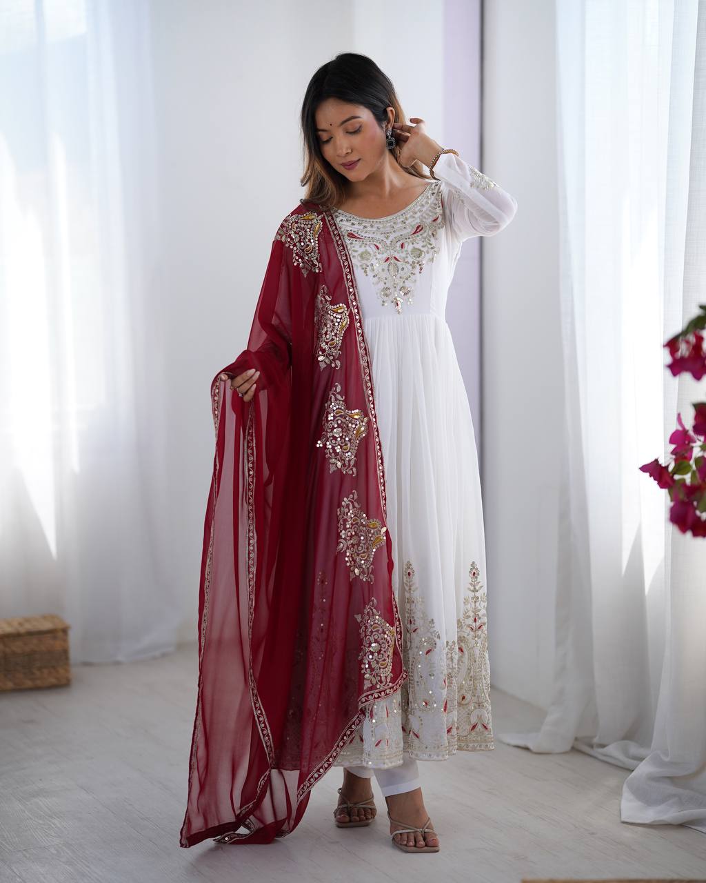 Real Modelling Launching Heavy Designer Party Wear Look Gown-Dupatta in Heavy Multy Thread Embroidery Sequence Work
