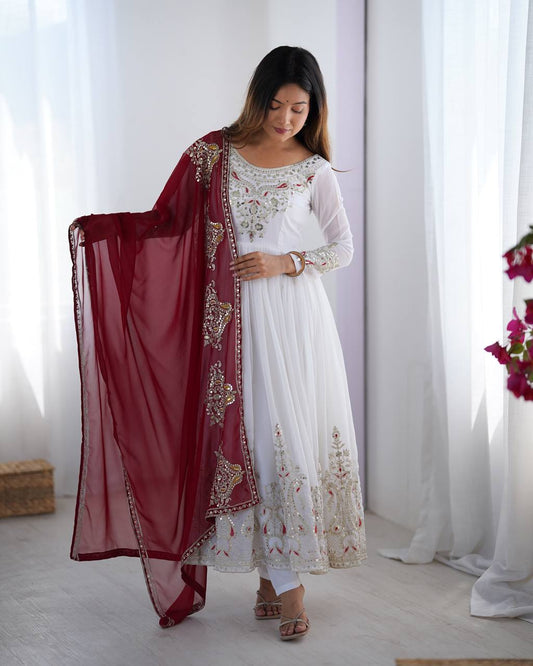 Real Modelling Launching Heavy Designer Party Wear Look Gown-Dupatta in Heavy Multy Thread Embroidery Sequence Work