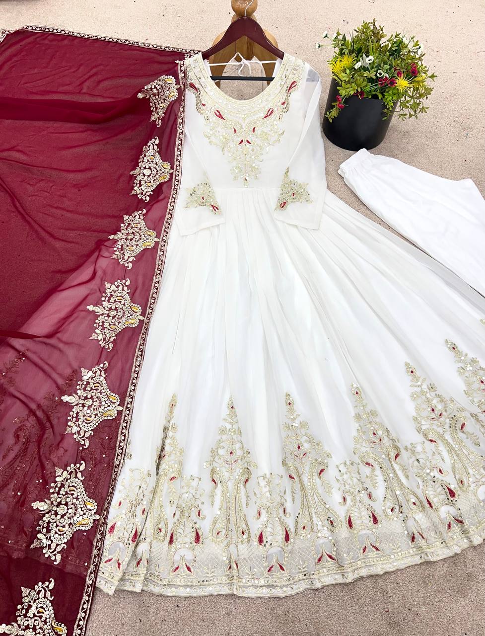 Real Modelling Launching Heavy Designer Party Wear Look Gown-Dupatta in Heavy Multy Thread Embroidery Sequence Work