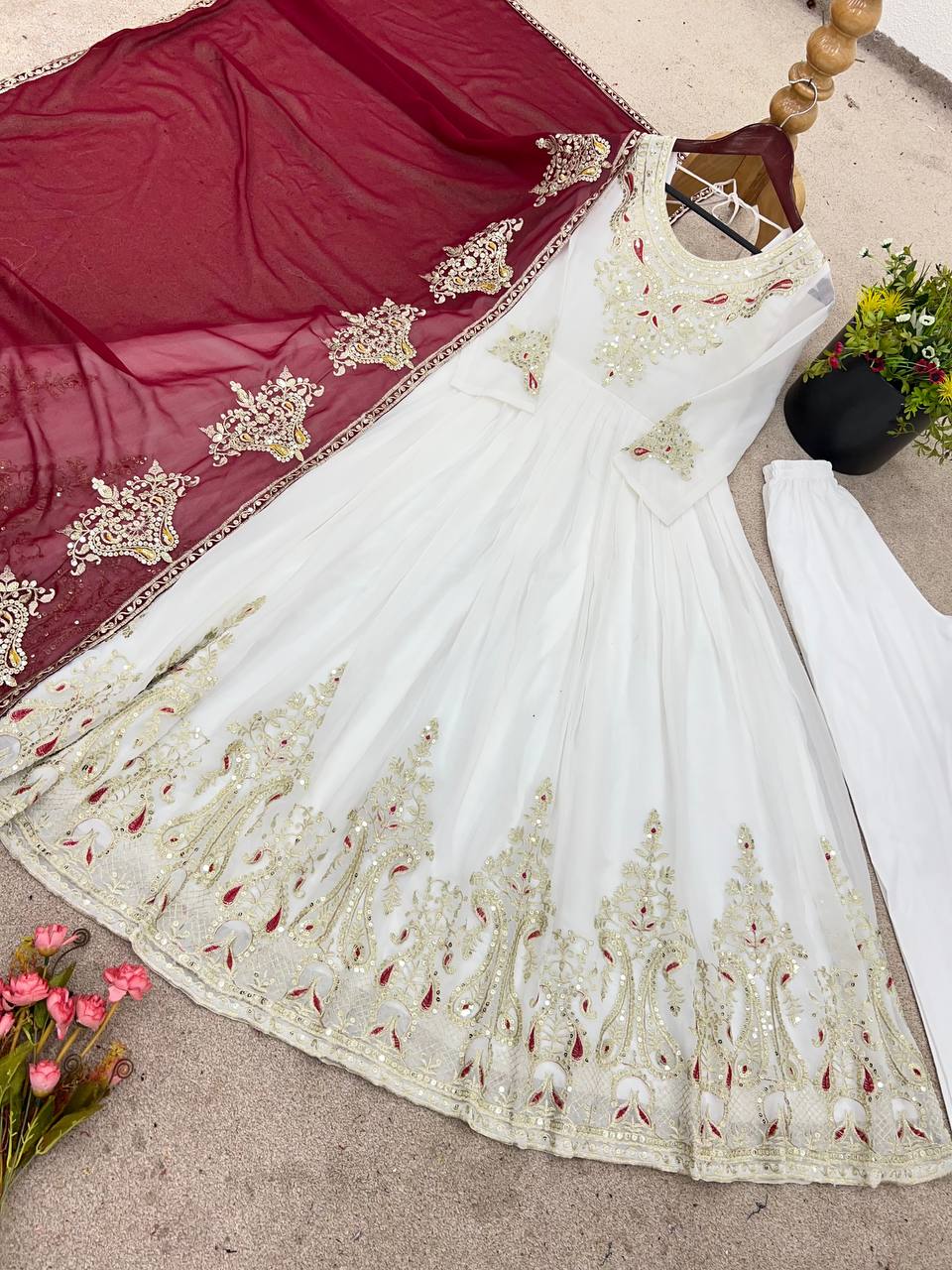 Real Modelling Launching Heavy Designer Party Wear Look Gown-Dupatta in Heavy Multy Thread Embroidery Sequence Work