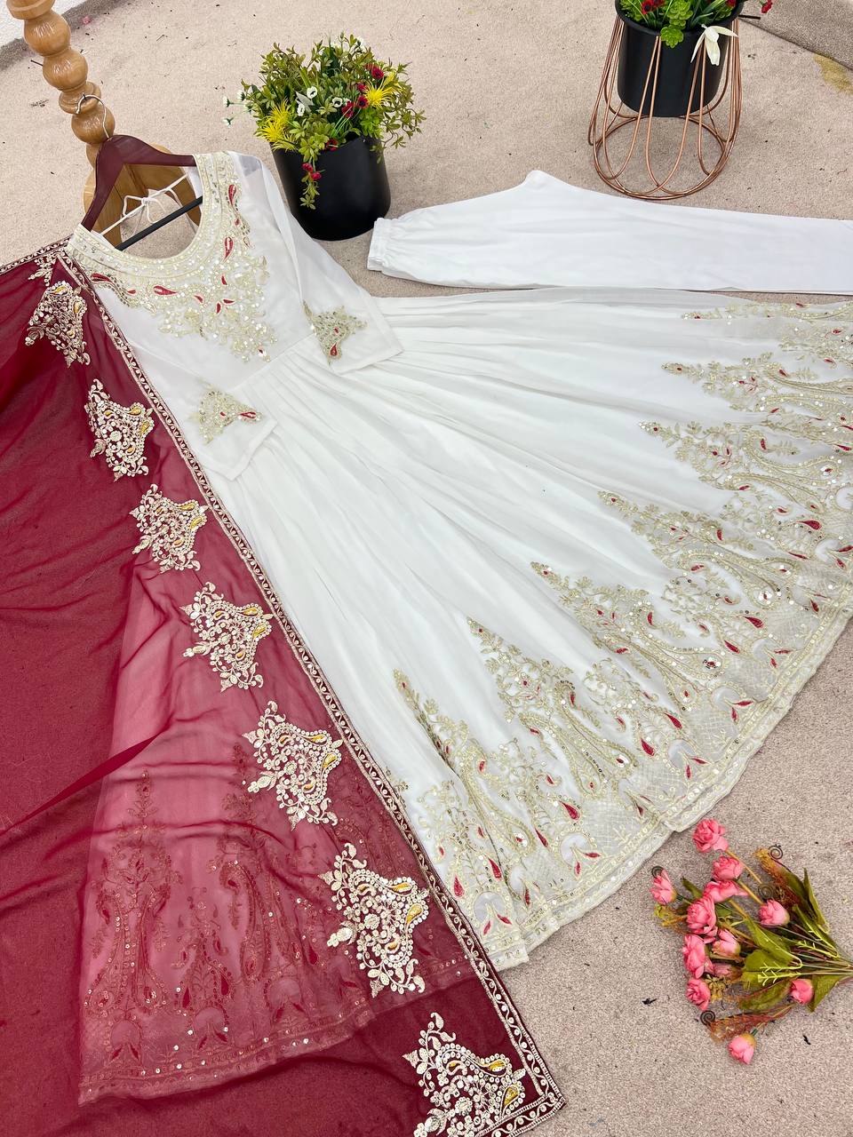 Real Modelling Launching Heavy Designer Party Wear Look Gown-Dupatta in Heavy Multy Thread Embroidery Sequence Work