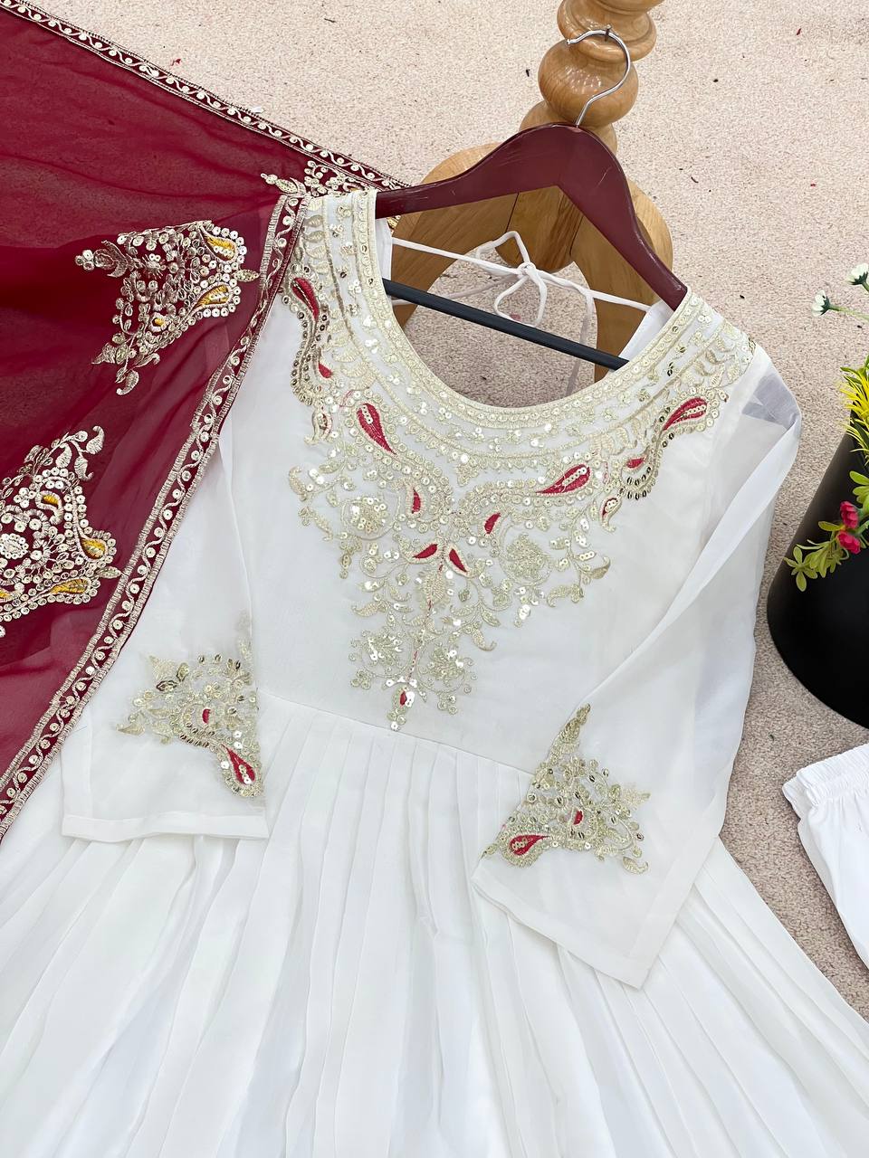 Real Modelling Launching Heavy Designer Party Wear Look Gown-Dupatta in Heavy Multy Thread Embroidery Sequence Work