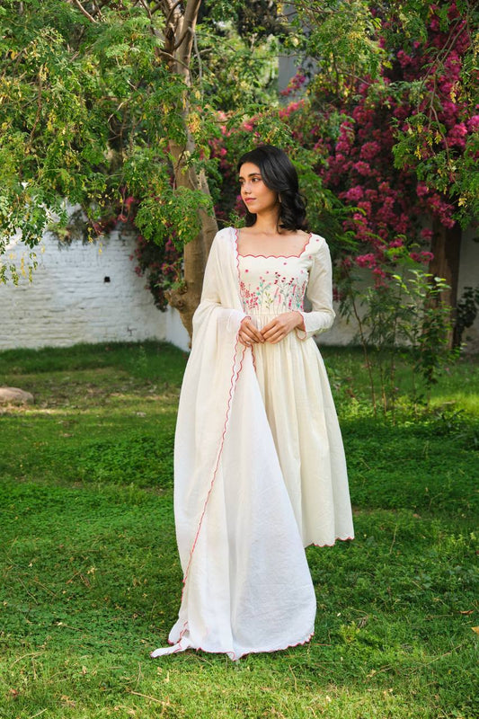 Designer Collection In Khadi Cotton With Thread Work Dupatta Set Fully Stitched Ready To Wear  single available wholesale