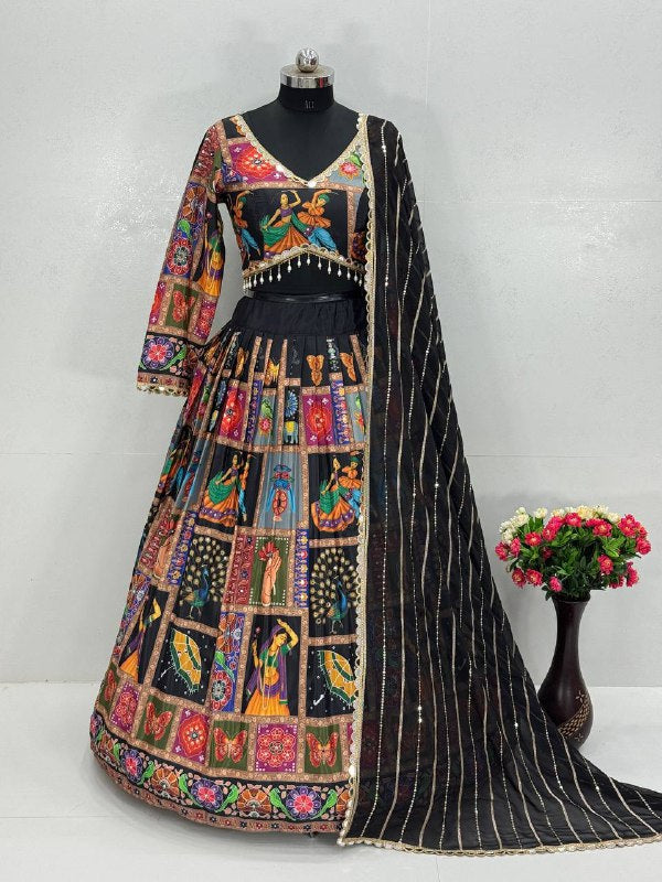 FANCY DIGITAL PRINT WITH REAL MIRROR HAND WORK LEHENGA CHOLI single available wholesale