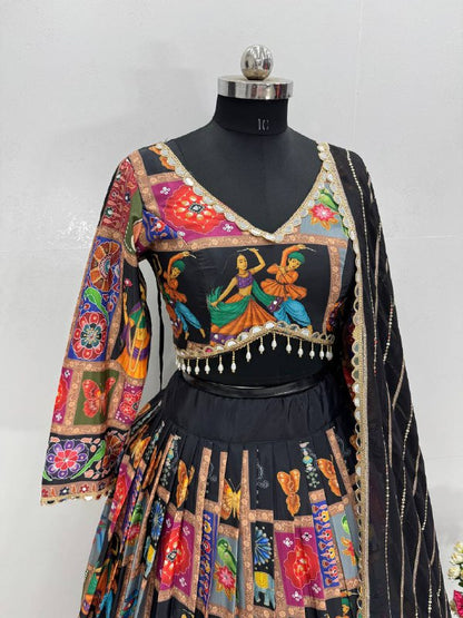 FANCY DIGITAL PRINT WITH REAL MIRROR HAND WORK LEHENGA CHOLI single available wholesale