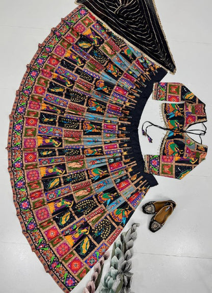 FANCY DIGITAL PRINT WITH REAL MIRROR HAND WORK LEHENGA CHOLI single available wholesale