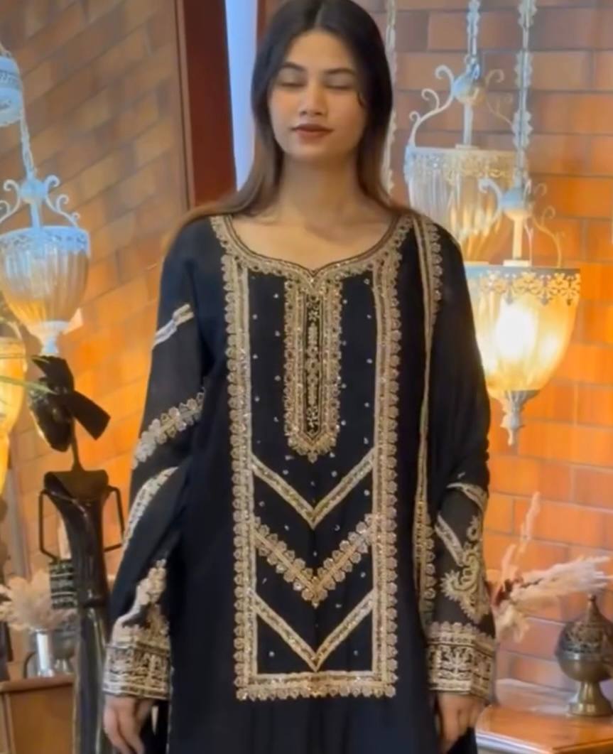 PARTY WEAR TOP AND PLAZZO. WITH FANCY DUPPATA AND EMBROIDERY WORK