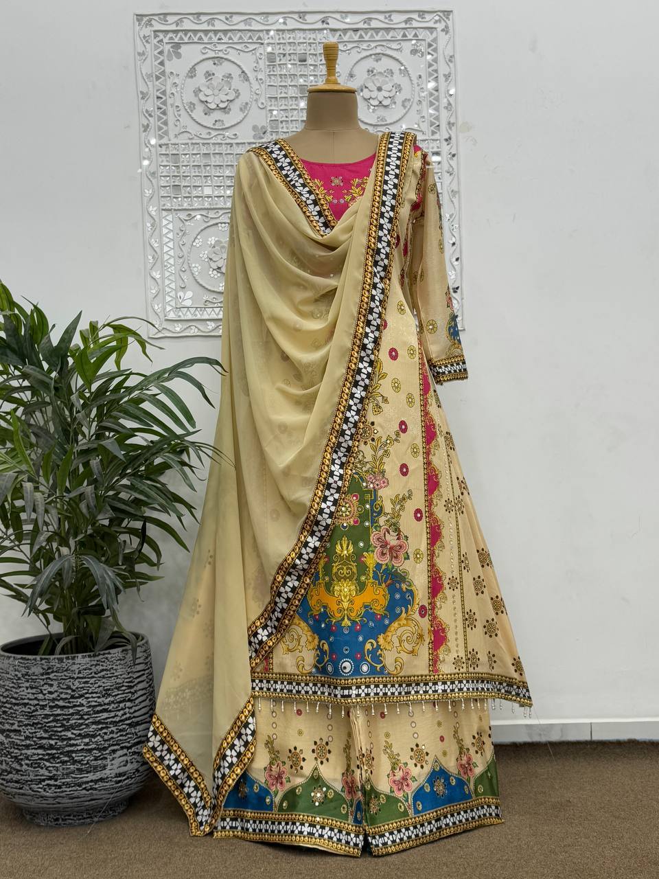 FANCY DESIGN WITH DIGITAL PRINTED A-LINE KURTA - PLAZZO WITH  DUPATTA