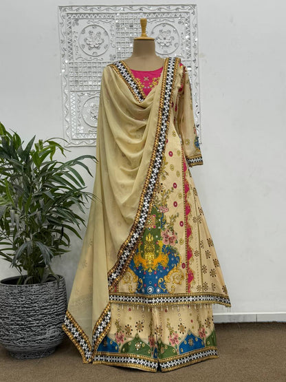 FANCY DESIGN WITH DIGITAL PRINTED A-LINE KURTA - PLAZZO WITH  DUPATTA