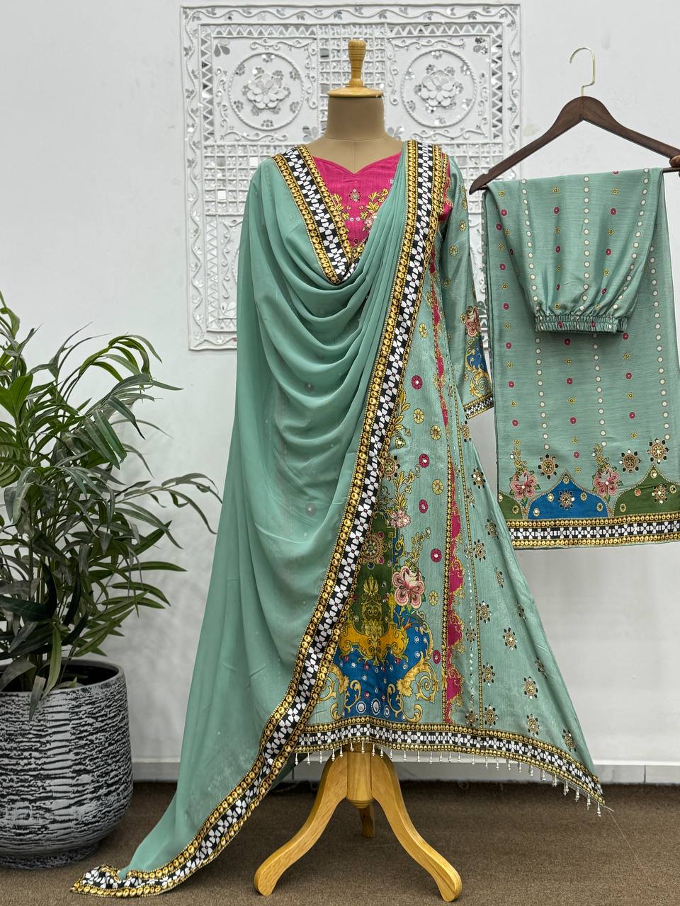 FANCY DESIGN WITH DIGITAL PRINTED A-LINE KURTA - PLAZZO WITH  DUPATTA