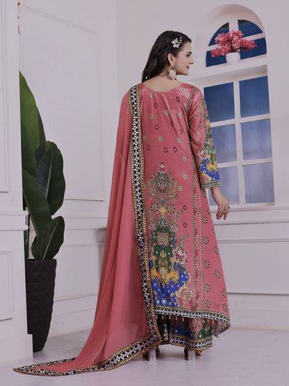 FANCY DESIGN WITH DIGITAL PRINTED A-LINE KURTA - PLAZZO WITH  DUPATTA