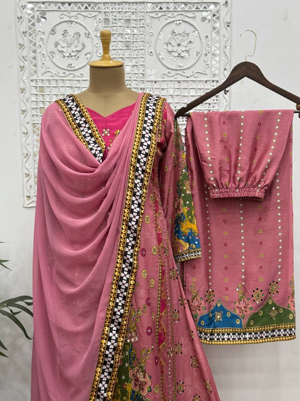 FANCY DESIGN WITH DIGITAL PRINTED A-LINE KURTA - PLAZZO WITH  DUPATTA