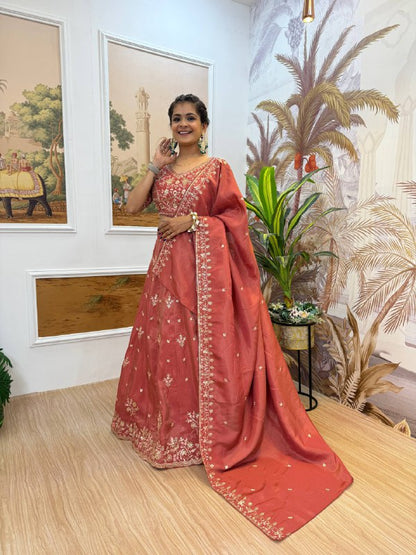 EXCLUSIVE LEHENGA, BLOUSE & KOTI SET* 👗 *THIS SET IS COMING WITH SHIMMER FABRIC & HEAVY EMBROIDERY WORK
