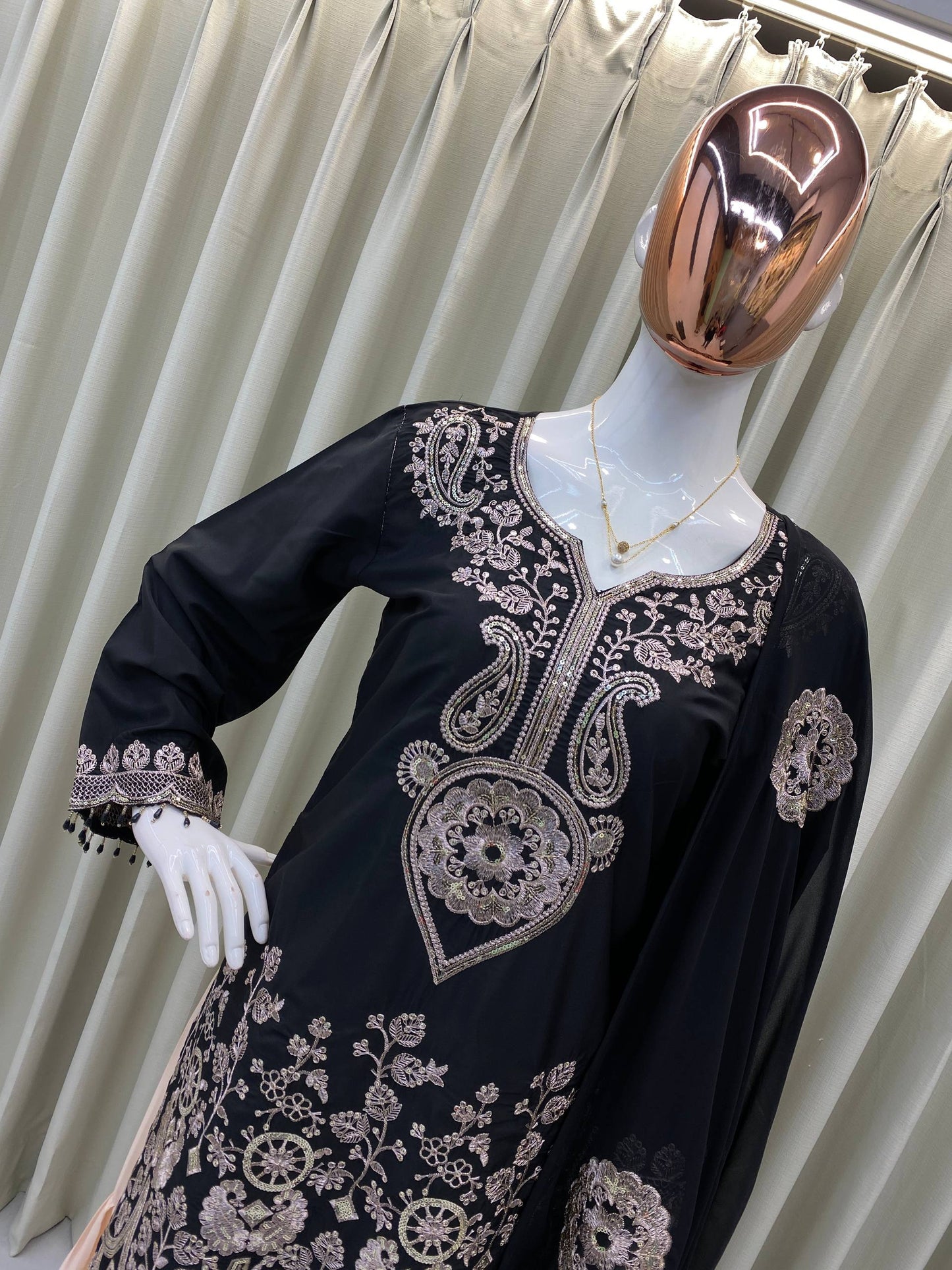 DESIGNER WEAR KURTA SARARA PAIR WITH DUPATTA IN SEQUENCE EMBROIDERY WORK single available wholesale