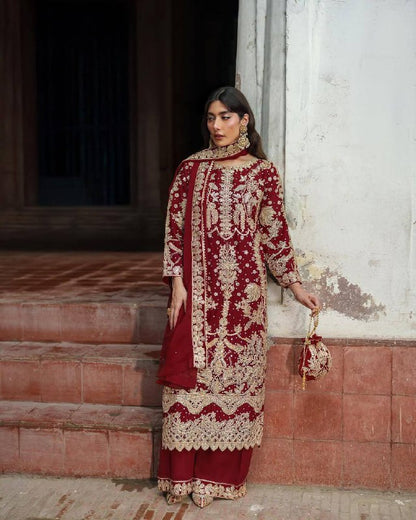 Embroidered Sequence Designer Suit Three Piece Set single available wholesale