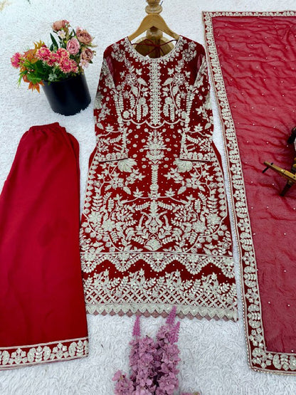 Embroidered Sequence Designer Suit Three Piece Set single available wholesale