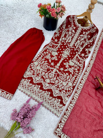 Embroidered Sequence Designer Suit Three Piece Set single available wholesale