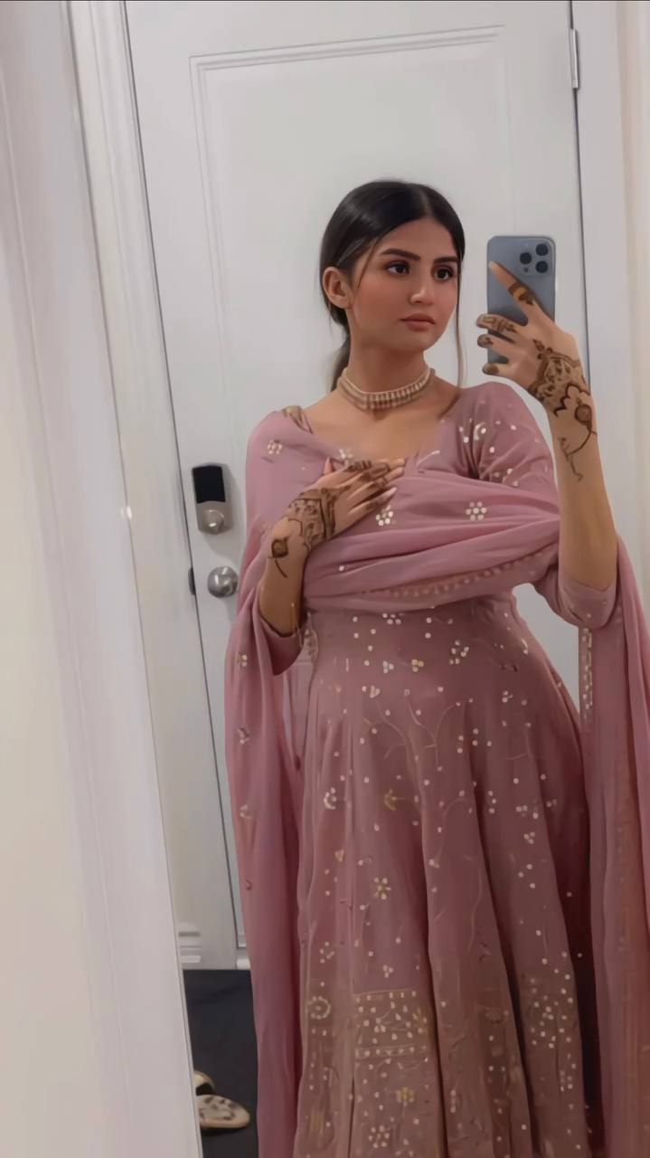 READY TO WEAR SPACIAL FANCY DESIGN HEAVY EMBROIDERY AND SEQUENCE WORK ANARKALI GOWN-BOTTOM   WITH  DUPATTA