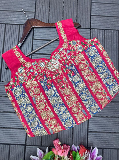 Embroidery Sequence work ready to wear saree with Embroidery Blouse