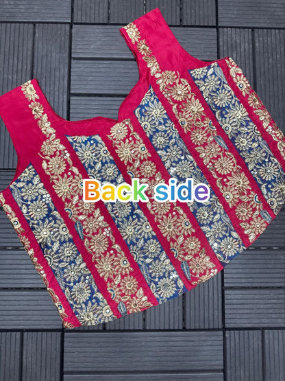 Embroidery Sequence work ready to wear saree with Embroidery Blouse