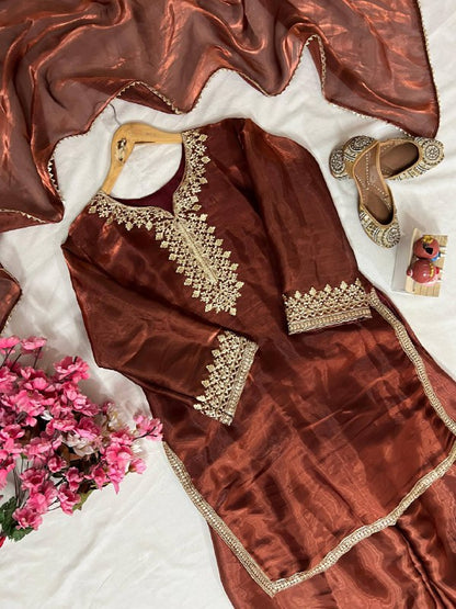 BEAUTY OF YOUR WARDROBE WITH THIS NEWLY LAUNCHED FARSI KURTI-PLAZZO SET single available wholesale