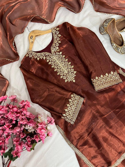 BEAUTY OF YOUR WARDROBE WITH THIS NEWLY LAUNCHED FARSI KURTI-PLAZZO SET single available wholesale