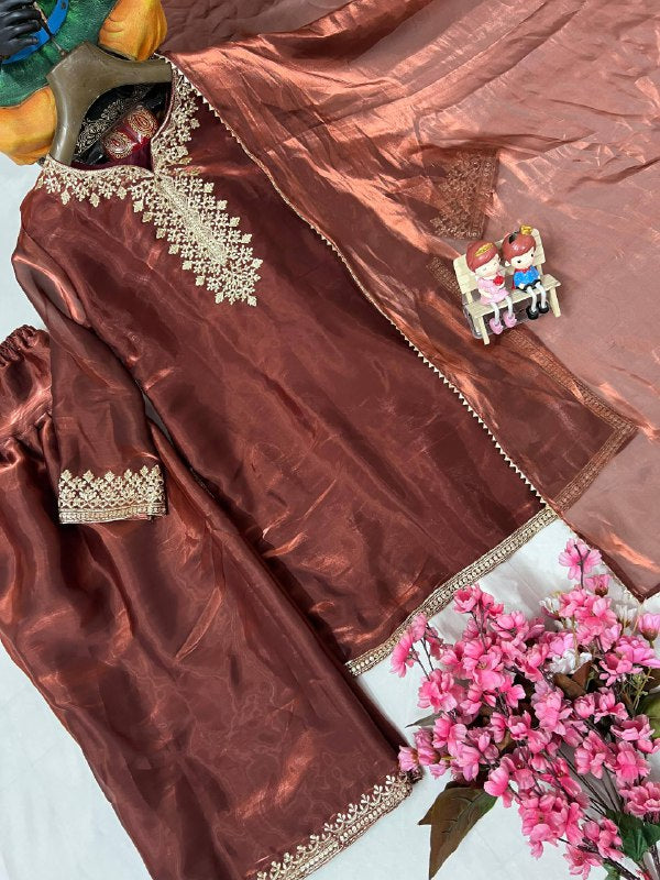 BEAUTY OF YOUR WARDROBE WITH THIS NEWLY LAUNCHED FARSI KURTI-PLAZZO SET single available wholesale