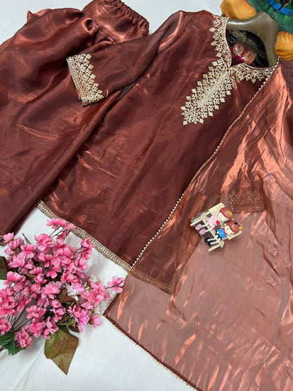BEAUTY OF YOUR WARDROBE WITH THIS NEWLY LAUNCHED FARSI KURTI-PLAZZO SET single available wholesale