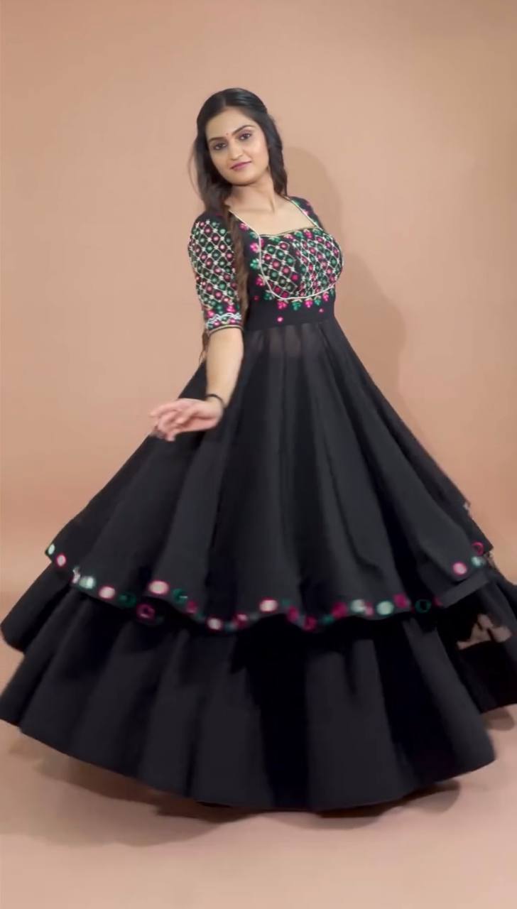 NAVRATRI COLLECTION EMBROIDERY SEQUENCE WORK TOP  WITH LEHENGAS single available wholesale