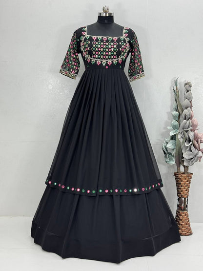 NAVRATRI COLLECTION EMBROIDERY SEQUENCE WORK TOP  WITH LEHENGAS single available wholesale