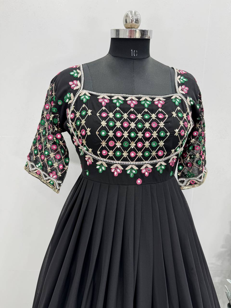 NAVRATRI COLLECTION EMBROIDERY SEQUENCE WORK TOP  WITH LEHENGAS single available wholesale